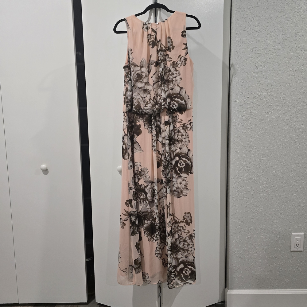 Coldwater Creek Pastel Pink and Brown Floral Maxi Dress